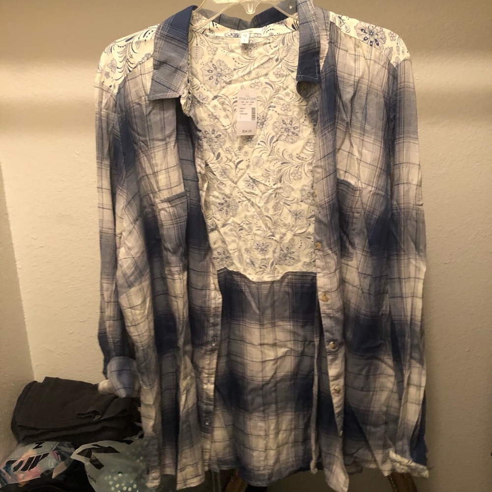 Plaid and paisley button up